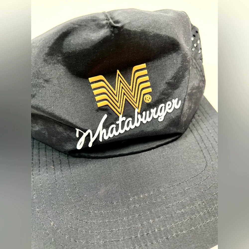 WHATABURGER Staunch‎ Black Mesh Restaurant Hat Snapback Trucker Hat NWT New
